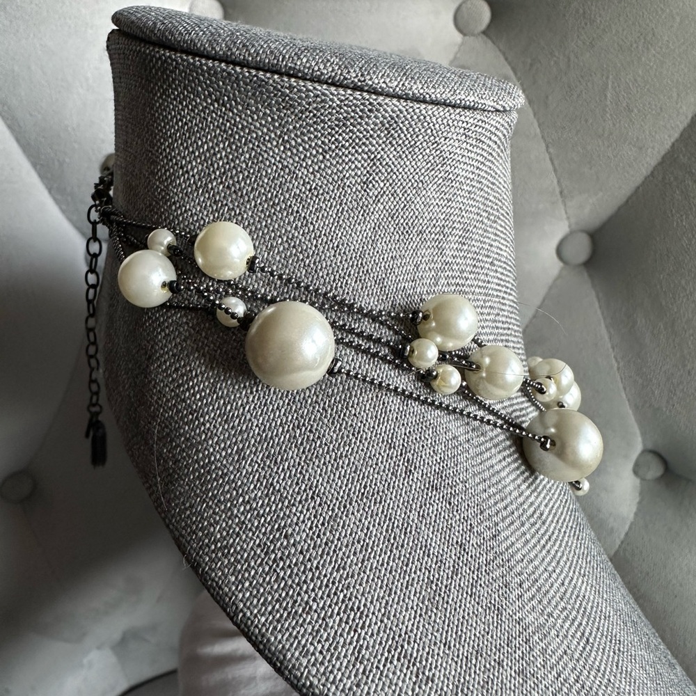 Vera Wang Elegant Pearl Necklace with Black Chain - Picture 6 of 7